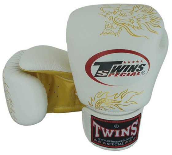 Twins White Gold Premium Dragon Boxing Gloves
