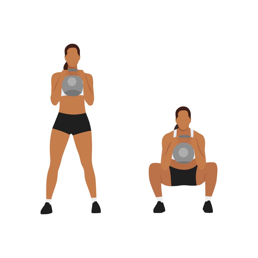 Kettlebell goble squat exercise example
